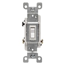 15 Amp, 120 Volt, Toggle Framed 3-Way AC Quiet Switch, Residential , Groundin...