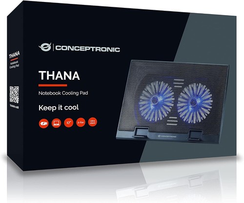 Conceptronic THANA02B Notebook Cooling Pad Laptop Kühlunterlage bis 17 Zoll, 2 L - Photo 2/6