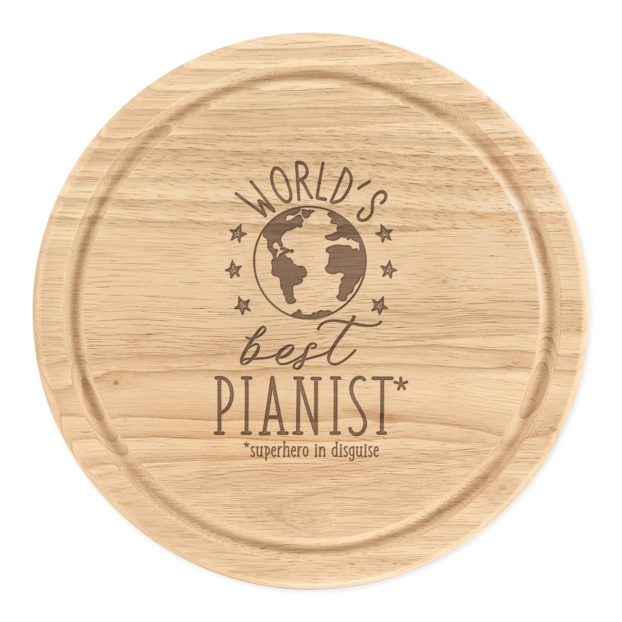 World's Best Pianist Round Chopping Cheese Board Funny Favourite Piano Music