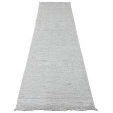 2'10" x 9'7" White Afghan Angora Oushak Hand Knotted 100% Wool Runner Rug R20665
