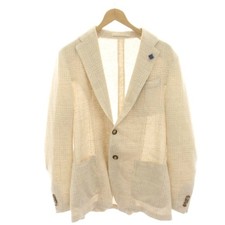 LARDINI Linen Blend Unstructured Tailored Jacket Beige 46 Men 2B 73cm