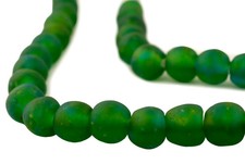 Blue Green Recycled Glass Beads 14mm Ghana African Sea Glass Multicolor Round