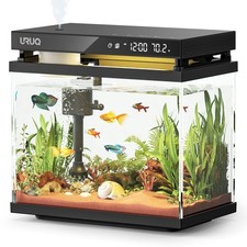 Fish Tank Smart Aquarium Kit: 2 Gal UHD Glass Silent Water Pump Self Cleaning...