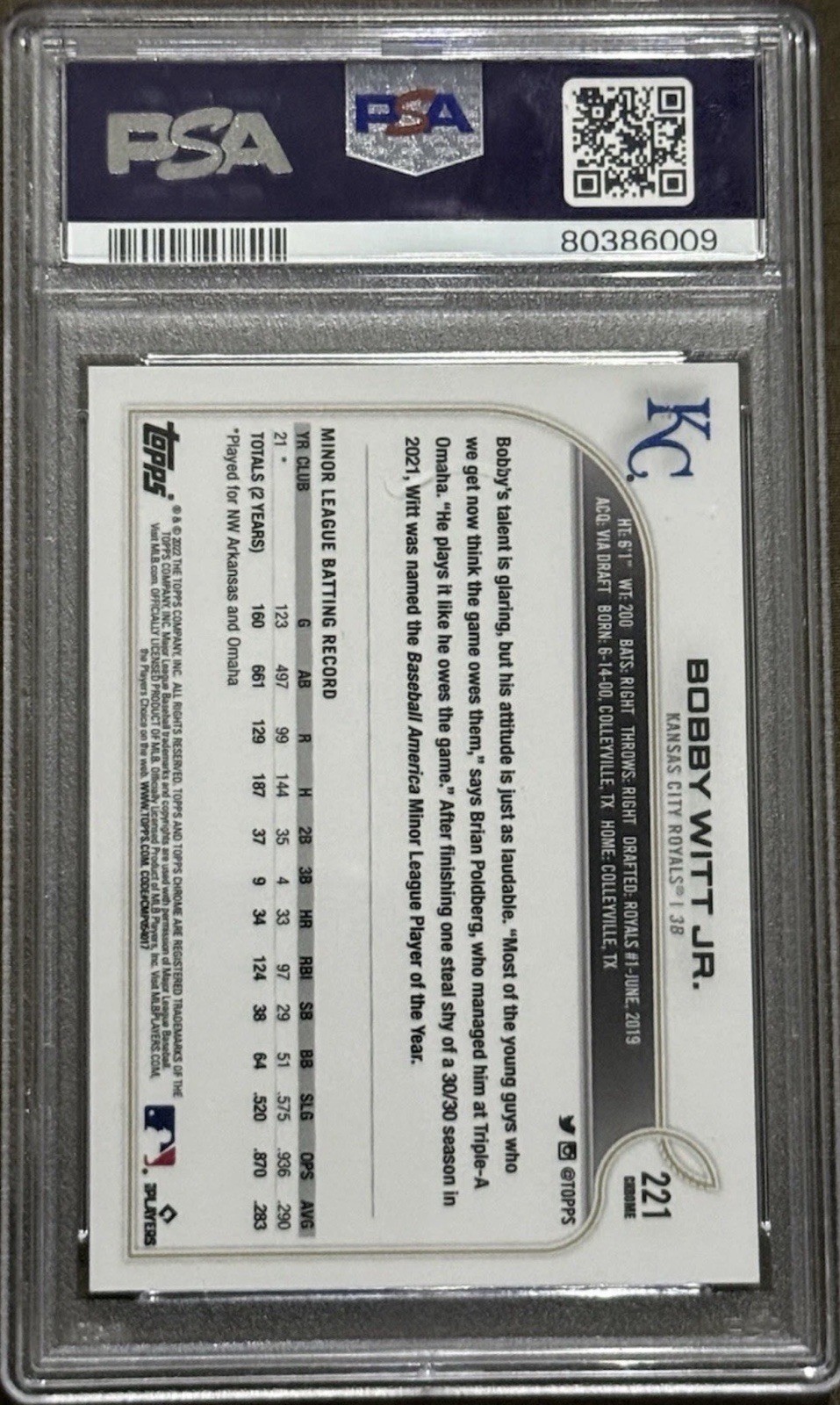 2022 Topps Chrome - Extended SP Bobby Witt Jr. #221 (RC) view 2