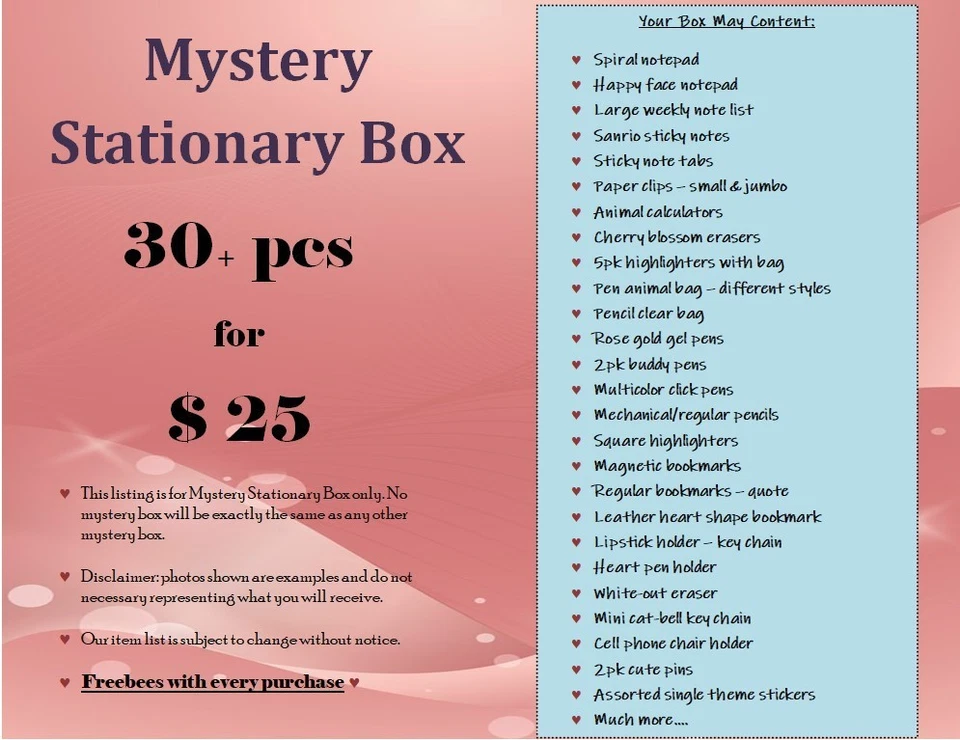 Regalo para ella, misteriosa caja de papelería 30 piezas, caja de paquete, artículos de oficina Foto 2 de 4