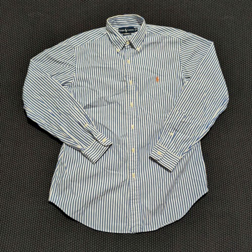 Polo Ralph Lauren Button Down Shirt Mens Medium Blue White Striped Classic Fit