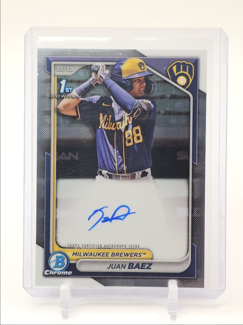 JUAN BAEZ 2024 BOWMAN CHROME 1ST AUTOGRAPH BREWERS AUTO Q1389