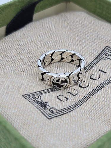 Gucci Ring ,Interlocking G , 6 mm , Sterling Silver, Size 6 , New - Picture 4 of 8