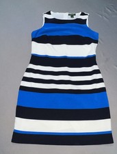 Lauren Ralph Lauren Blue Striped Sheath Lined Dress Women’s 14 -5751