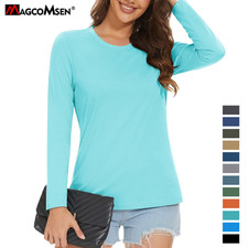Women's Long Sleeve T-Shirt Crewneck Cotton Soft Breathable Casual Basic Tees