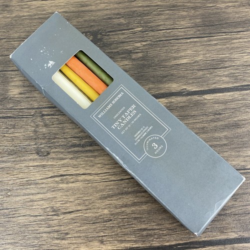 Neu im Karton Williams Sonoma winzig spitz zulaufend elfenbeinfarben & warm 12 Kerzen x 2 Stück unparfümiert in Box - Bild 5 von 11