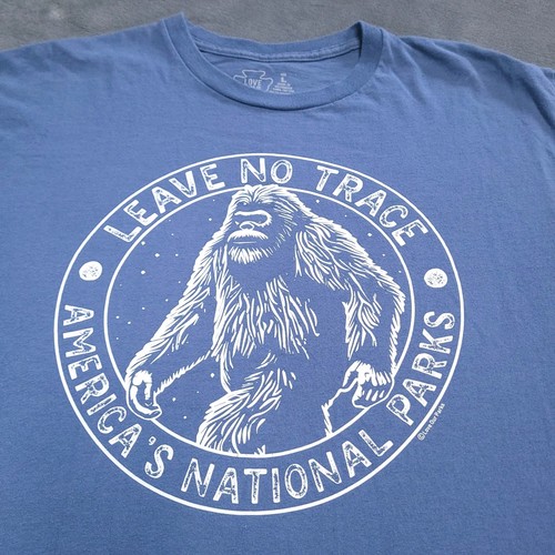 Leave No Trace Love Our National Parks Bigfoot Sasquatch Large Shirt Hike Camp