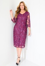 Catherines Women's Plus Size A-Line Embroidered Midi Dress