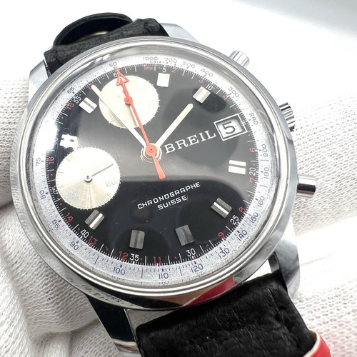 Vintage Uhr Breil NOS Valjoux 7765 Handaufzug Vintage Chronograph SCHWARZ - Bild 11 von 18