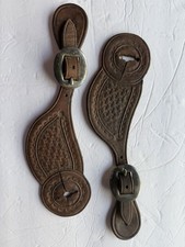 Vintage Cowboy Cowgirl Tooled Spur Straps Maker Mark Bakersfield No Reserve