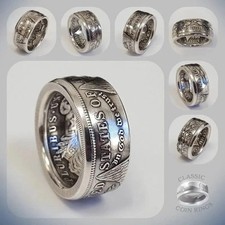 Silver Dollar Coin Ring Size 6-12 Handmade Crafted Rare Silver Morgan Men Rings
