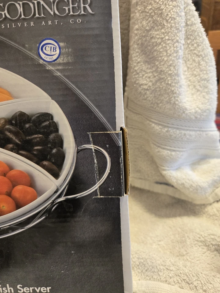 Godinger Porcelain 6 Section Server With Metal Rack With Box. No Chips - Image 3 of 4