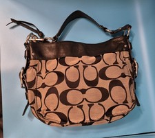 COACH F12657 "Signature Zoe" Shoulder Hobo Bag, Black/Gray Jacquard Leather