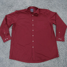 Stafford Shirt Mens 18 34-35 Regular Dark Red Travel Blend Long Sleeve Button Up