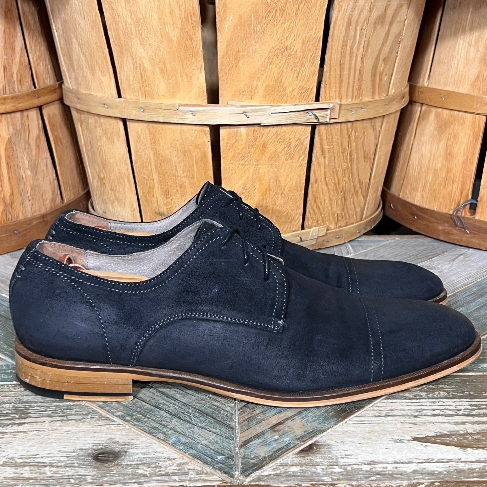 SAOLA Scarpe Oxford Derby Banana Republic nere scamosciate casual punta a cappuccio uomo taglia 12