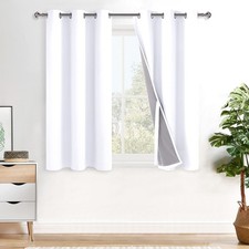 White 100 Blackout Curtains with Tiebacks- 2 Thick Layers Completely Shaded ...