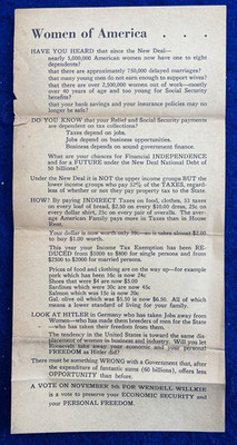 Vintage Anti Democratic Party Women of America 1940 Campaign Flyer Civil Rights