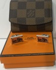 LOUIS VUITTON Sterling Silver Cufflinks Ship City Luggage DAMIER Bag Hermes Box — photo 1