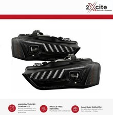Headlights For Audi A4 B8.5 12-16 Black Light Bar Xenon DRL Sequential Indicator