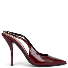 71011-1 auth GUCCI Ancora burgundy patent 2024 SIGNORIA 105 Pumps Shoes 37