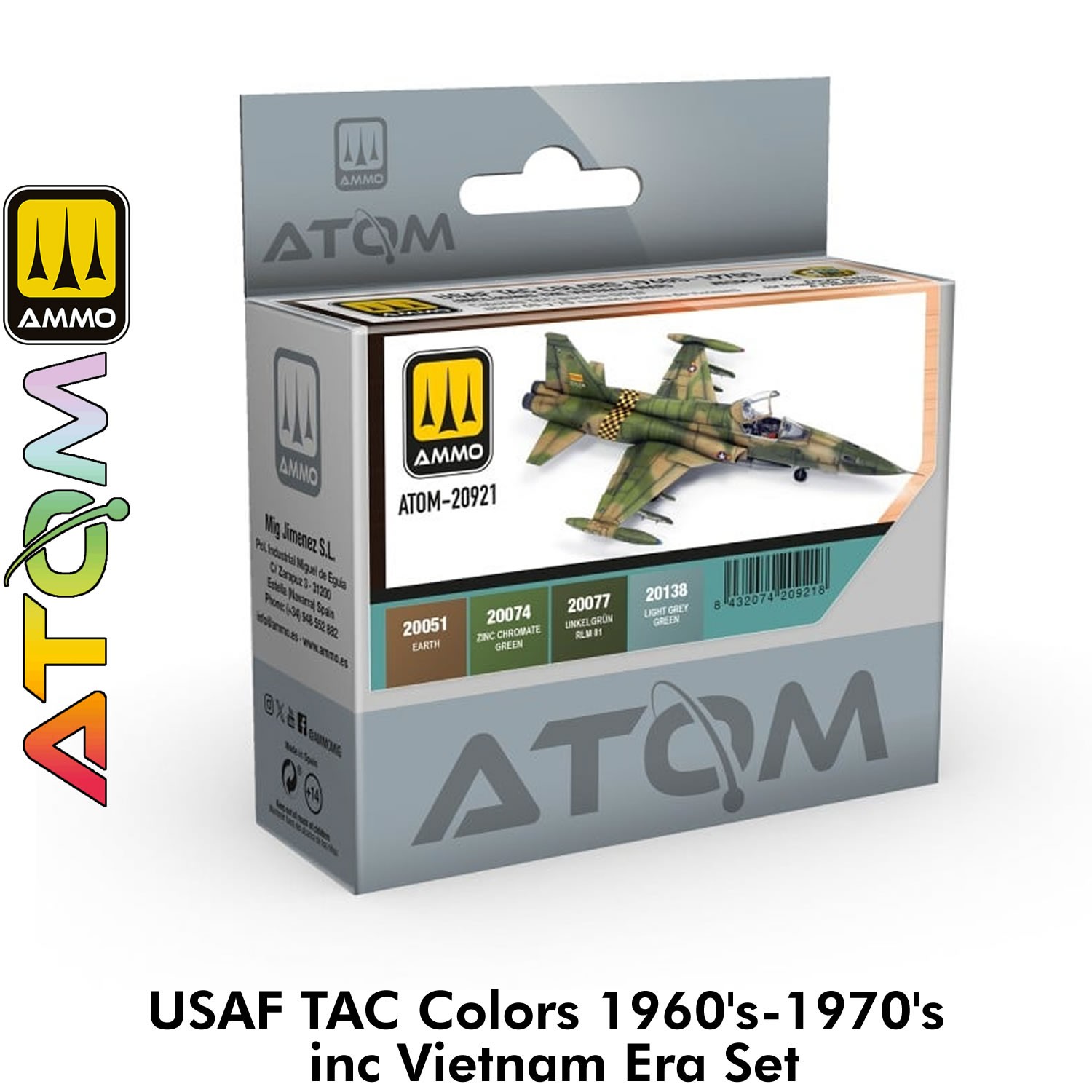 60-70s USAF TAC Colors & Vietnam Era Set 4 20ml Acrylic paint Ammo Mig ATOM20921
