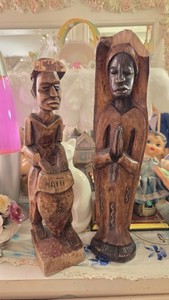 Vintage African Hand Crafted Wood Sculptures - Some Obvious Damage