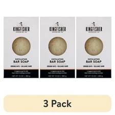 (3 pack) Kingfisher Co. Men's Exfoliating Bar Soap, Sandalwood & Black Pepper 10