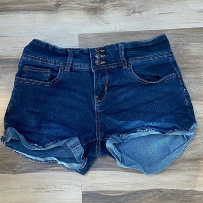 Highway Jeans Denim Shorts Size 3/4 Dark Wash Cuffed Casual Cute