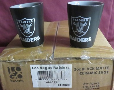 NEW, LAS VEGAS RAIDERS NFL Football, CASE OF 12 SHOT GLASSES, from Logo Brands