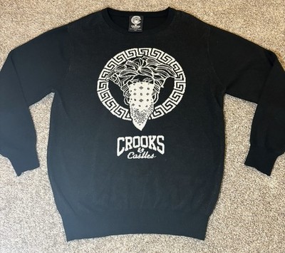 Vintage Large CROOKS & CASTLES Lux Medusa Men's Premium Knit Sweater