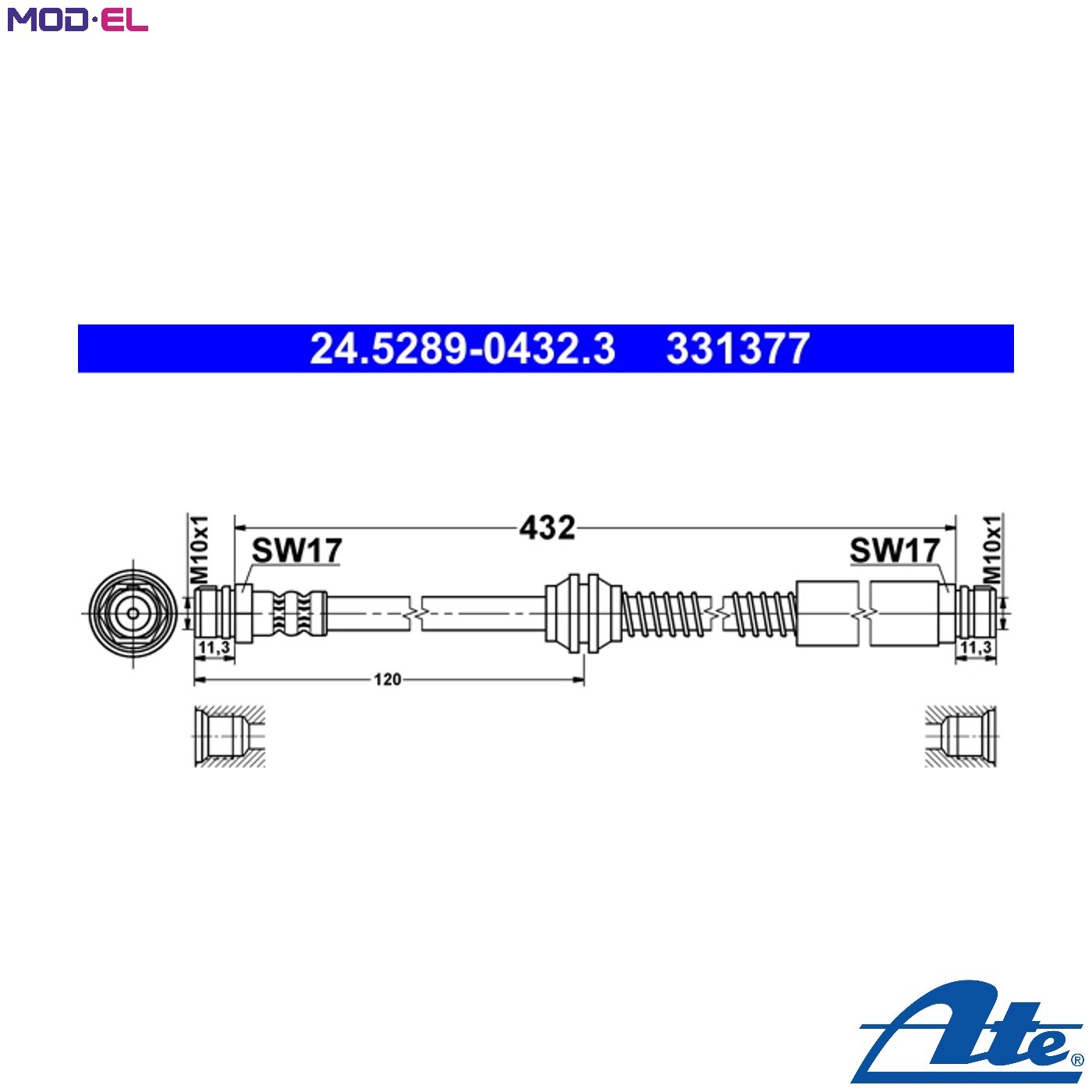 BRAKE HOSE 24.5289-0432.3 FOR VW CADDY/ALLTRACK/MPV/Box/Body/MPV/IV/III 1.0L