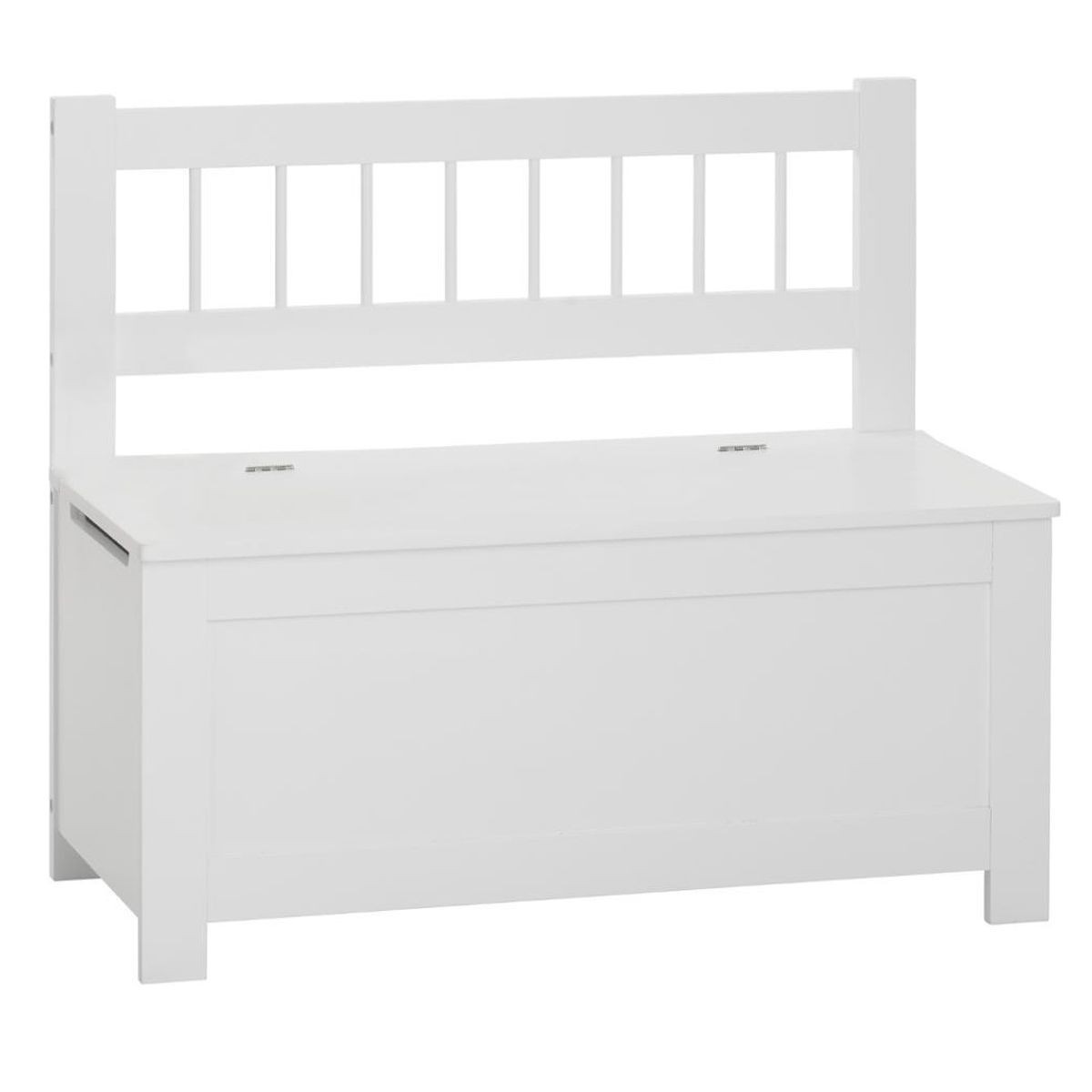Banc de rangement enfant Vlad 74cm blanc idéal pour organiser le coin jeu du salon