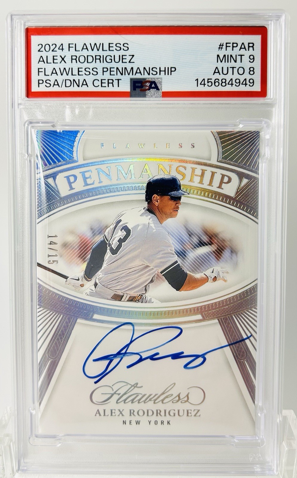 2024 Panini Flawless Alex Rodriguez Penmanship Auto PSA 9
