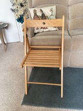 Natural Wood Foldable Slatted Chair 