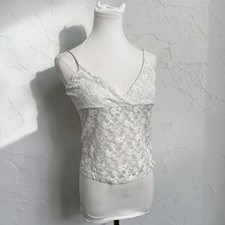 Vintage Lace Camisole Top Sheer Floral Lingerie Fairycore Ivory M
