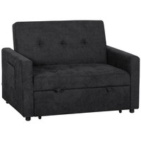 HOMCOM Loveseat Sofa Bed, Convertible Bed Settee with 2 Pillows, Side Pockets
