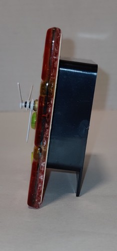 Fused Art Glass Table Clock Small Battery Box Tested Red Yellow Blue Millefiori - Picture 5 of 15