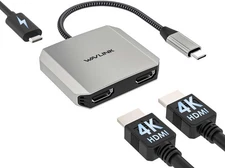 USB C to Dual HDMI Adapter, WAVLINK Dual Monitor Adapter with Dual HDMI, 87W PD