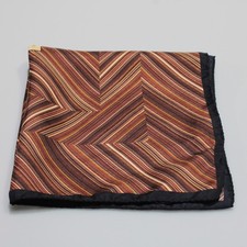 NWOT 100 Silk Pocket Square In Brown / Multicolor Geometric Stripes