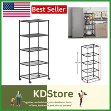 Adjustable 5-Tier Steel Rolling Storage Shelf