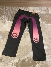 Evisu Mens Denim Jeans - Pink Purple Large Seagull Logo - New - 36