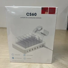 60W 6-Port Charging Station for Multiple Devices, PD 20W USB C Fast Charging ...