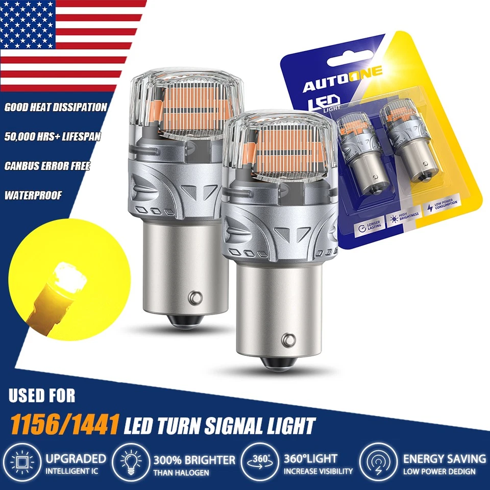 2 PIEZAS CANBUS NO Hyper Flash 1156 BA15S 7506 1156A LED Ámbar Señal de Giro Luces Foto 2 de 4