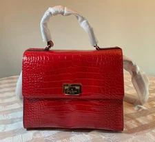 $598 VIDEO! NWT Kate Spade 11" Doris Croc Embossed Leather Satchel Knightsbridge