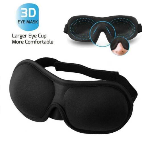 3D Travel Sleep Eye Eyepatch Memory Foam Padded Shade Sleeping Blindfold AU - Afbeelding 1 van 9
